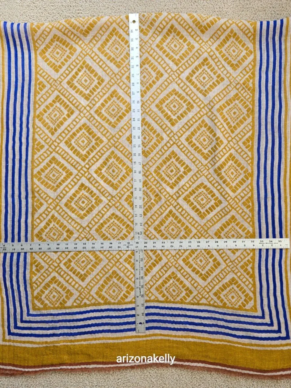 NWT Lovat & Green Linen Oversized Scarf Bilbao Spain Mustard Yellow Gold